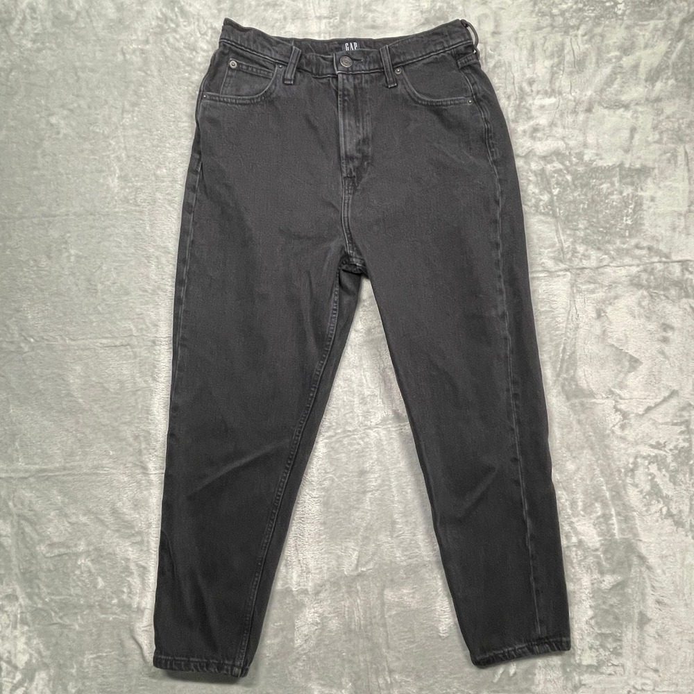 GAP Mom Jeans Womens 8/29 Black High Rise Tapered‎ Leg 100% Cotton Denim